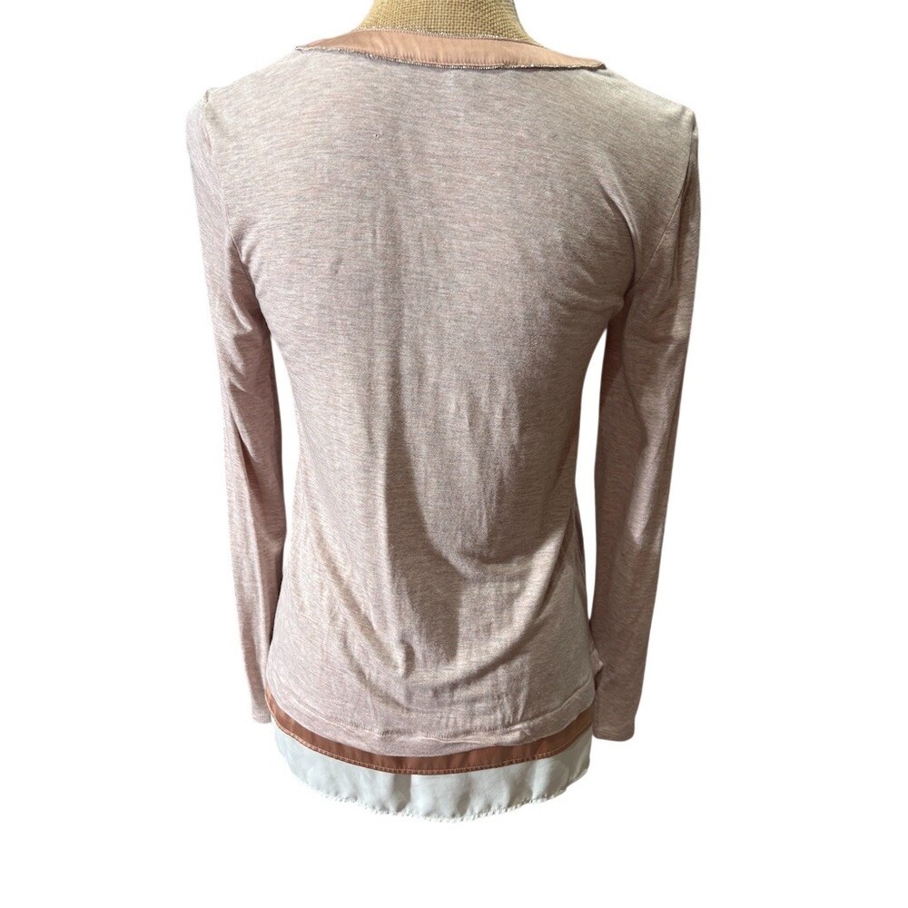 White House Black Market Top Womens XS Pink Orange Colorblock Long - Picture 4 of 8